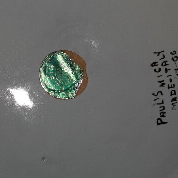 Vintage estate platter bowl majolica MICA ITALY gold loop trim floral design - Picture 6 of 7